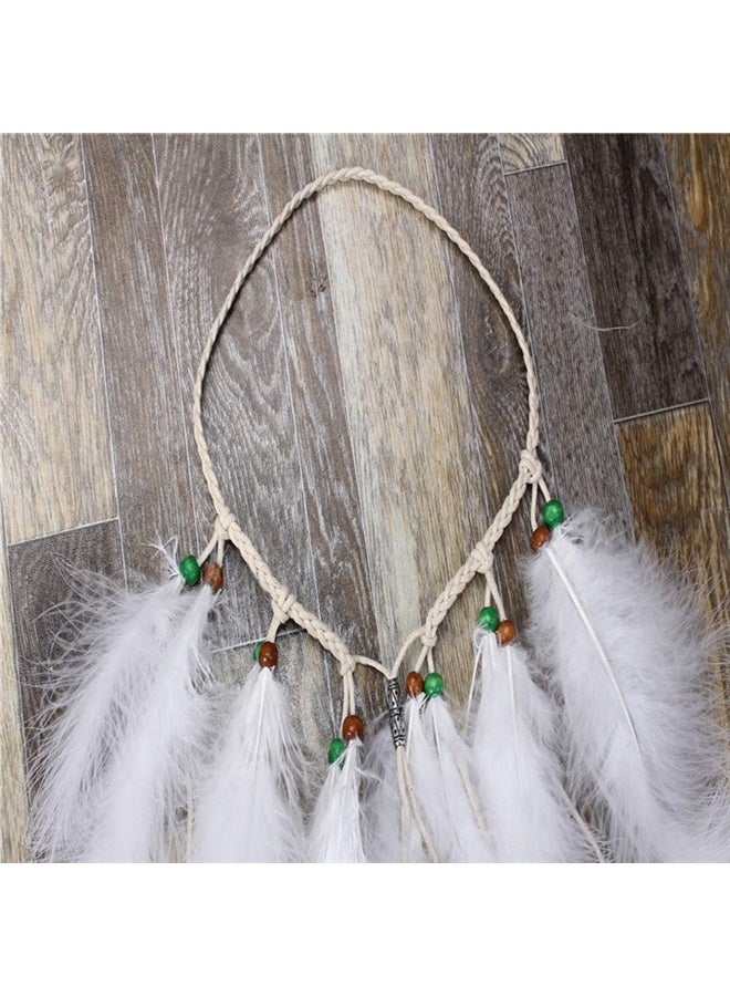 WLBON Feather Headband White Fake Pearl Hippie Indian Boho Hair Bands Tassel Bohemian Halloween Hair Hoop Women Crown Hairband Party Decoration Headdress Cosplay Costume Headwear Headpiece Hair Accessories - Image 5