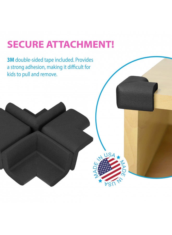 KidKusion 4-Piece Safety Corner Cushion, Black, Child Proofing Corner Guard, Made in USA, Child Safety, Home Furniture Safety Bumper, Baby Proof Table Protector, 4 Count (Pack of 1) - Image 1