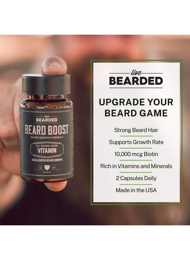 Live Bearded : Beard Boost Beard Hair Growth Multivitamins With Biotin 10000Mcg Vitamin C Vitamin E And Zinc 30Day Supply Thick Strong Full Beard Growth Support Made In The Usa - Image 5