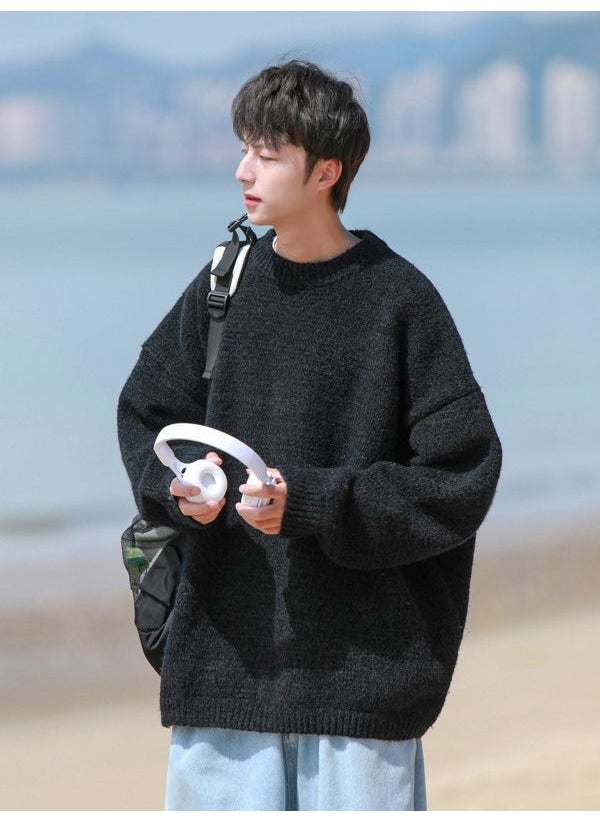 Generic - Trendy Knit Sweater Mens Casual Korean Pullover Brown - Image 1
