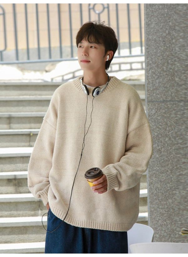 Generic - Trendy Knit Sweater Mens Casual Korean Pullover Brown - Image 1