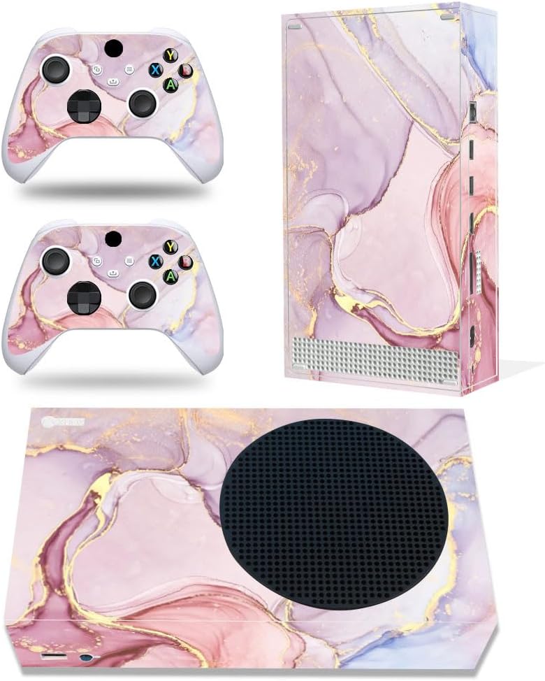 Asokex Xbox Series S Stickers Full Body Vinyl Skin Decal Protective Cover for Microsoft Xbox Series S Console and Controllers (Series S Pink 1) - Image 1
