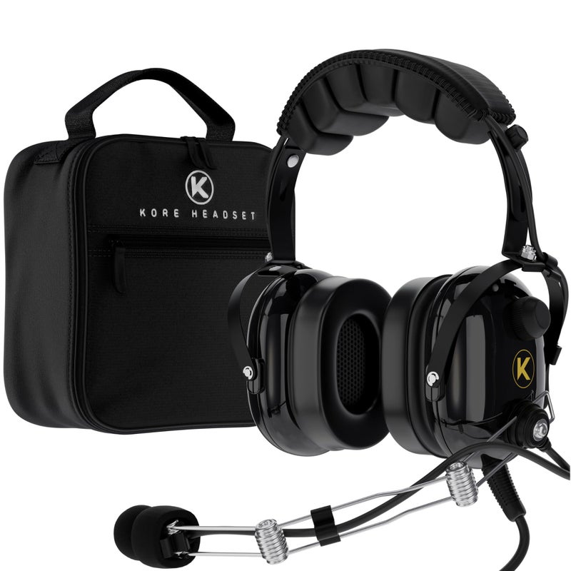 P1 General Aviation Headset for Pilots Mono Passive Noise Reduction Noise Canceling Microphone Acoustic Ear Cup AUX Port GA Dual Plug with Headset Bag