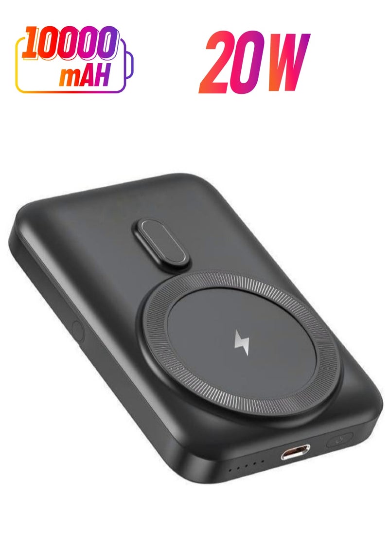iOsuite Magnetic Wireless Power Bank 10000mAH with PD Port 20W and Wireless 15W Black  - Image 1