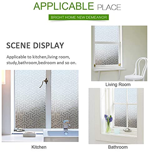 WISDOM Privacy Window Film Frosted Glass Film Glass Film No Glue Anti-UV Window Sticker Non Adhesive for Privacy Office Meeting Room Bathroom Living Room (T Pattern Frosted, 24 x 96) - Image 5