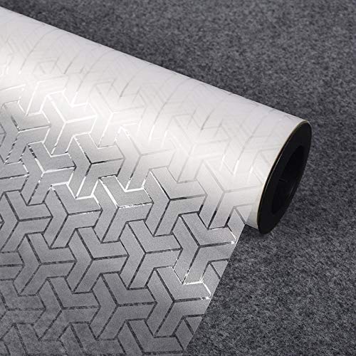WISDOM Privacy Window Film Frosted Glass Film Glass Film No Glue Anti-UV Window Sticker Non Adhesive for Privacy Office Meeting Room Bathroom Living Room (T Pattern Frosted, 24 x 96) - Image 1