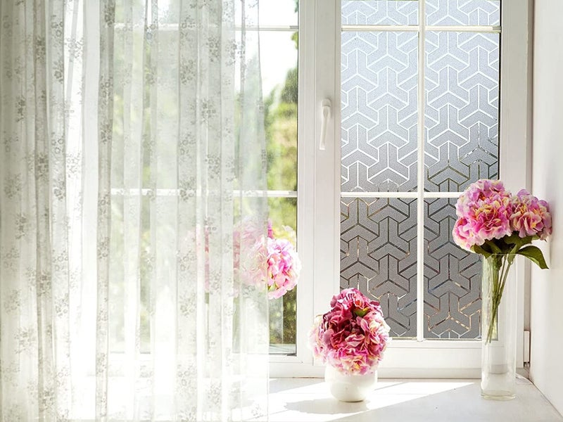 WISDOM Privacy Window Film Frosted Glass Film Glass Film No Glue Anti-UV Window Sticker Non Adhesive for Privacy Office Meeting Room Bathroom Living Room (T Pattern Frosted, 24 x 96) - Image 4