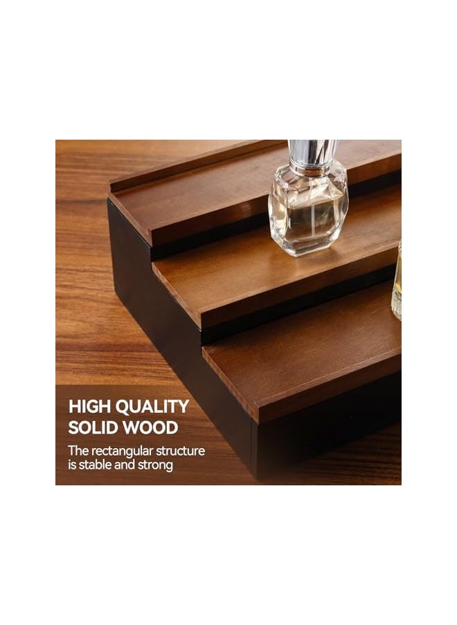 The Bros - Wooden Cologne Organizer for Men, 3 Tier Cologne Display Stand with Drawer Storage Organizer Tray,Perfume Display Rack (Walnut&Black-2) - Image 1
