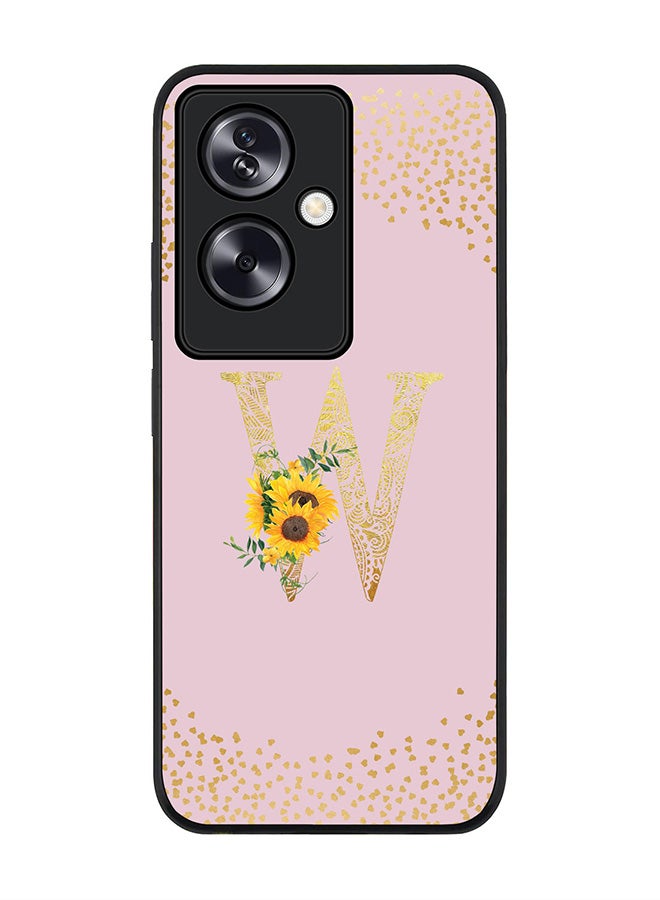 Stylizedd Rugged Black Edge Case for OnePlus Nord N30 SE Case Cover Custom Monogram Initial Letter Floral Mandala Pattern Alphabet- W (Pink) - Image 1