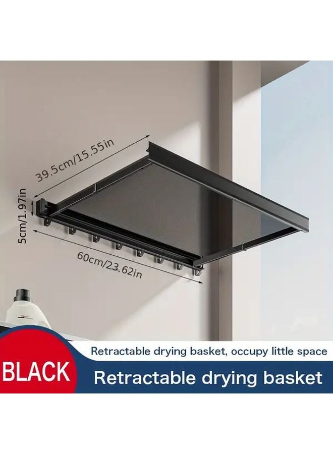 Black Mesh Drying Rack 23 62 Inch Foldable Wall Mounted Space Saving Laundry Bathroom - Image 1