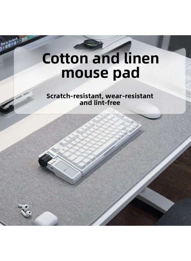 Source Cotton And Linen Mouse Pad Oversized Keyboard Pad Thickened Non-slip Wear-resistant Scratch-resistant Office Desk Pad Linen Pad-Color:30*80cm-Pattern:Light Gray (cotton And Linen + Rubber Bottom)