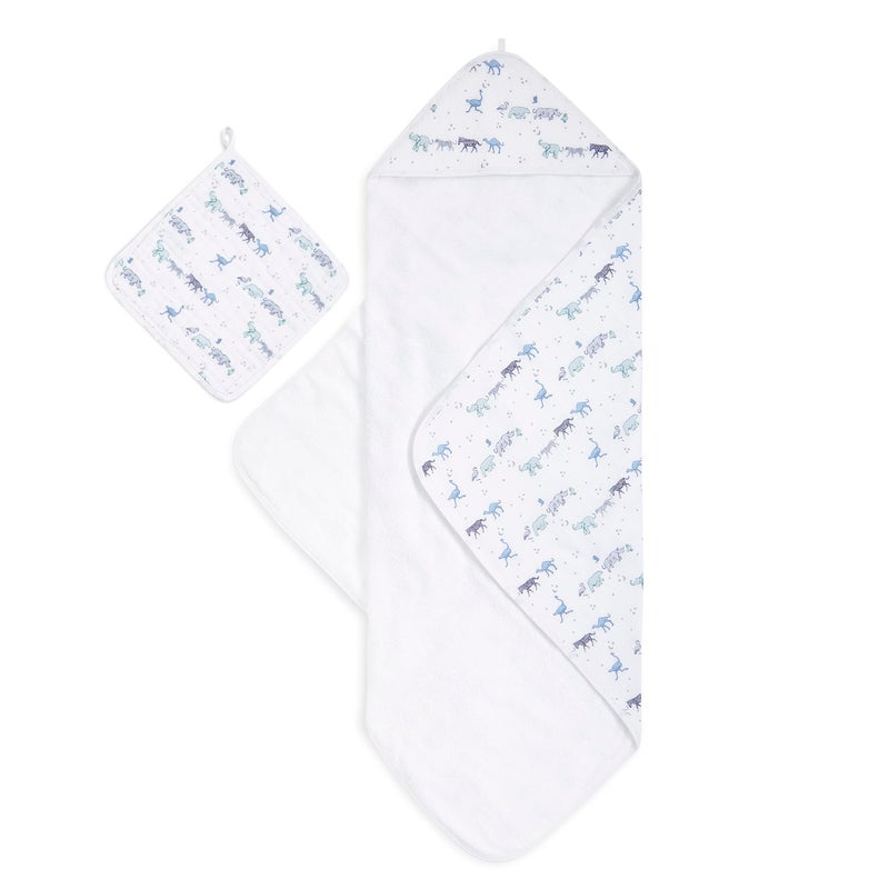 aden + anais Muslin Backed Hooded Towel Set, Rising Star - Image 1