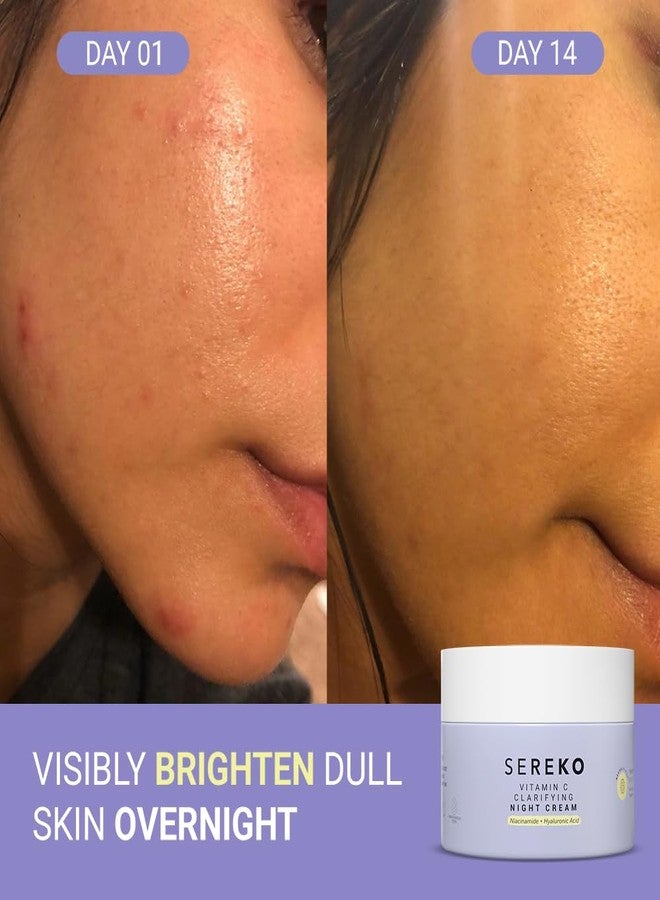 SEREKO Vitamin C Clarifying Night Cream for Brightening & Glowing Skin | Reduces Dark Spots, Dullness, Uneven Skin, Pigmentation, Winkle & Fine Lines | Niacinamide | Hyaluronic Acid | Oily, Acne Prone to Dry & Combination, 50 ml - Image 2