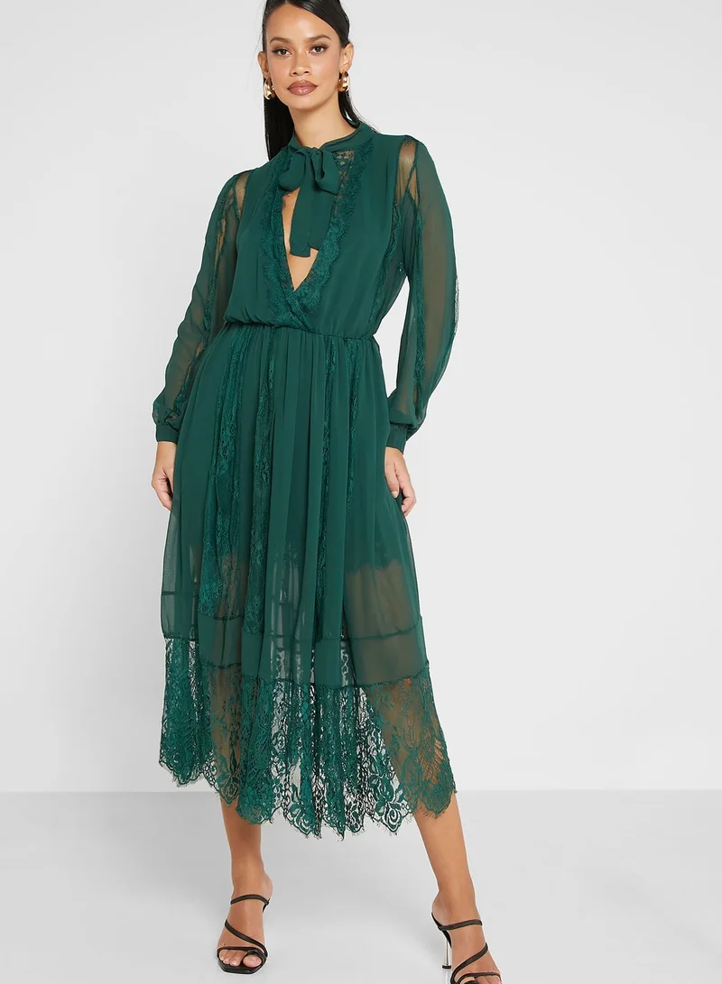 Missguided Lace Trim Midi Dress