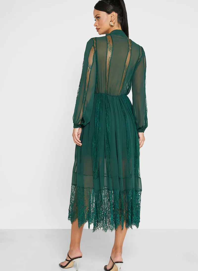 Missguided Lace Trim Midi Dress