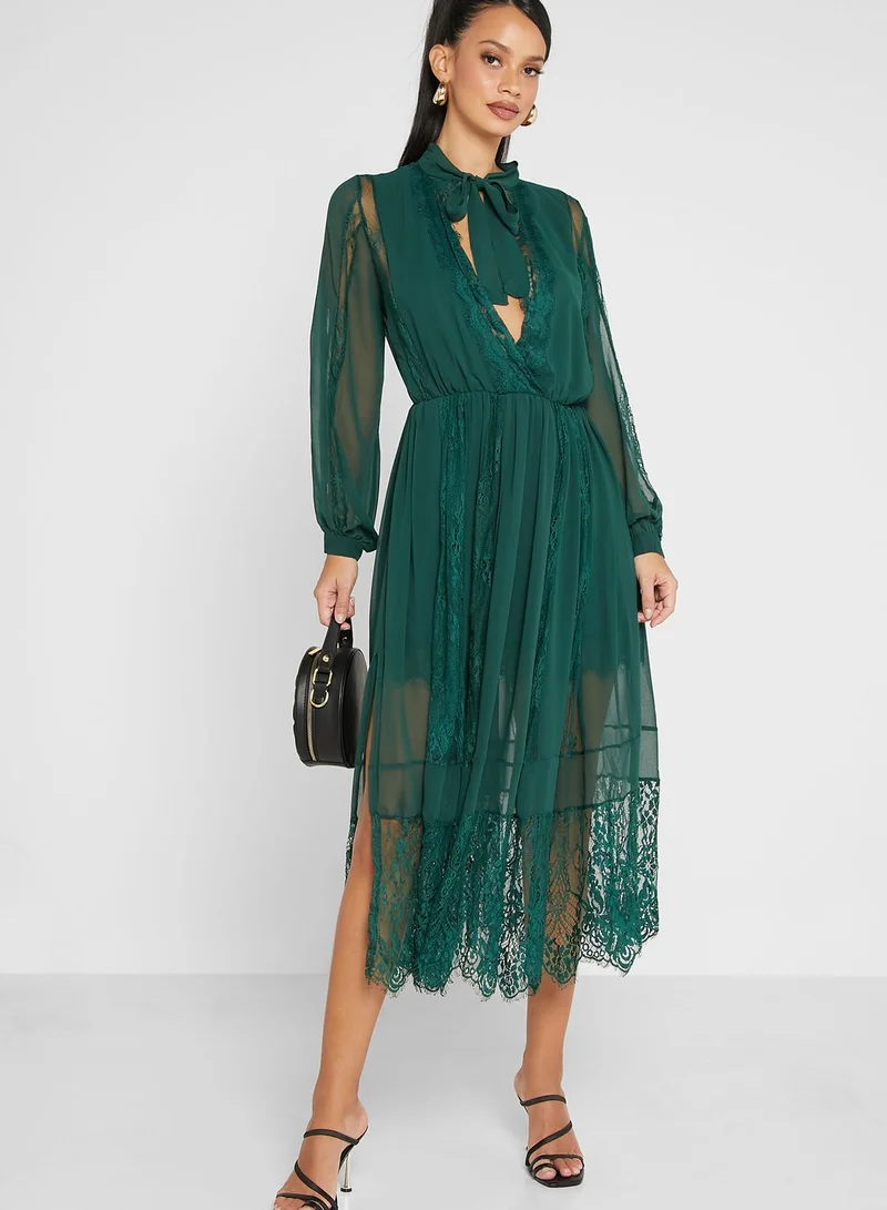 Missguided Lace Trim Midi Dress