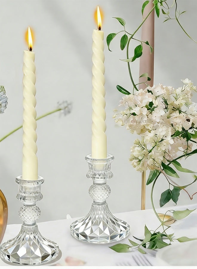 إتش كيو جيمنغ شمعدانات زجاجية شفافة، طقم من قطعتين، مناسبة للمناسبات الرسمية، وحفلات الزفاف، والأعياد، والحفلات والاحتفالات. - Image 1