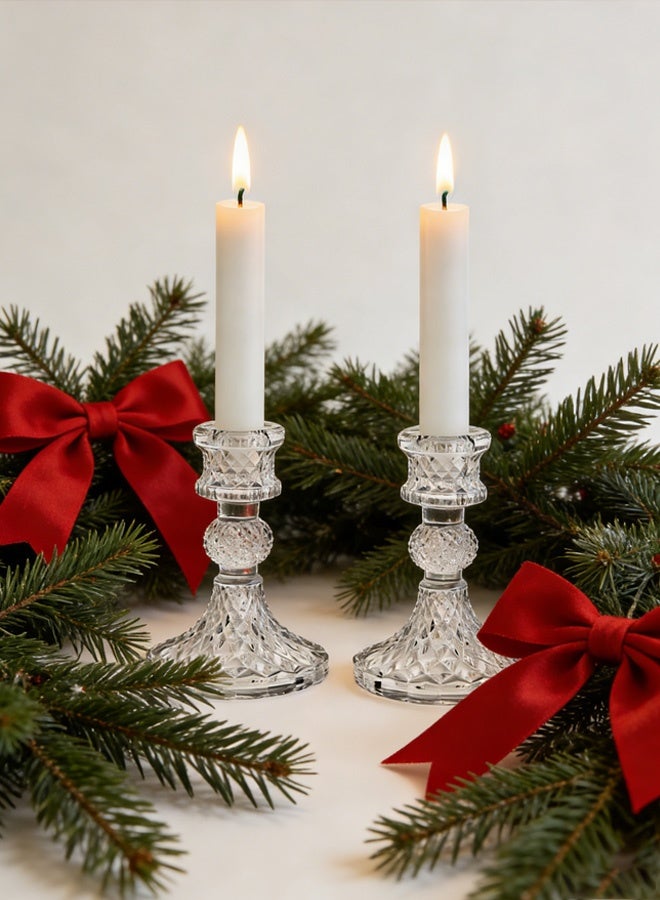 إتش كيو جيمنغ شمعدانات زجاجية شفافة، طقم من قطعتين، مناسبة للمناسبات الرسمية، وحفلات الزفاف، والأعياد، والحفلات والاحتفالات. - Image 5