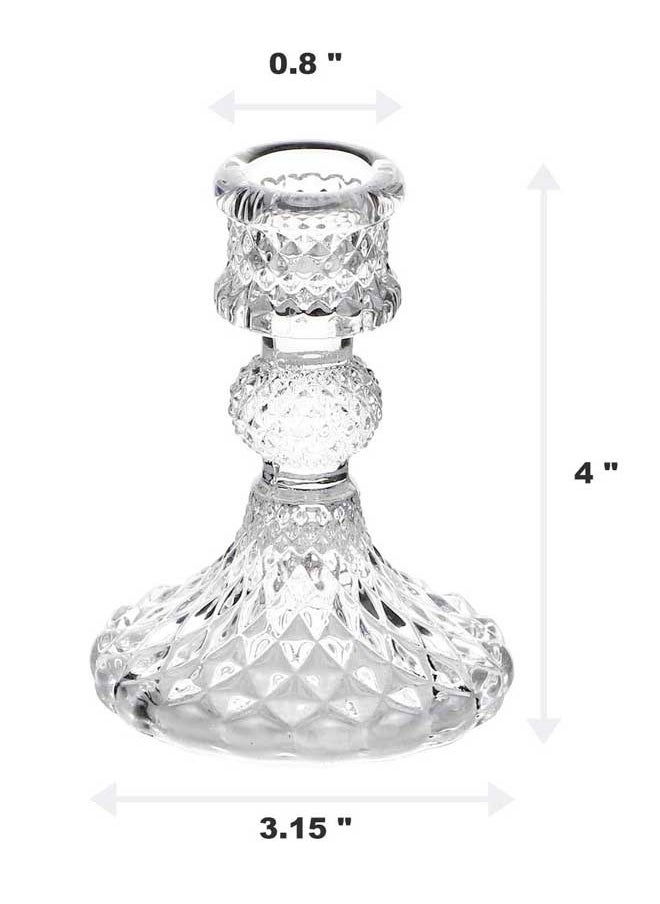 HQ-GAMING Clear Glass Candlestick Holders,2pcs Set Include Taper Candle Holders and Stripe Candle Holders,Two Style for Formal Events, Wedding, Festival,Church, Party & Festival Decoration  - Image 3