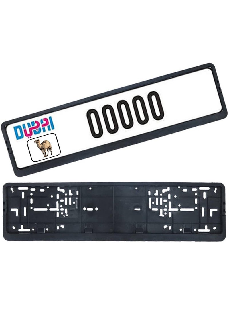 MileMelo Car Plate Number Holder 2 PCS – Black License Frame – Car Accessories - Long Size 53.5MM – 13MM  - Image 1