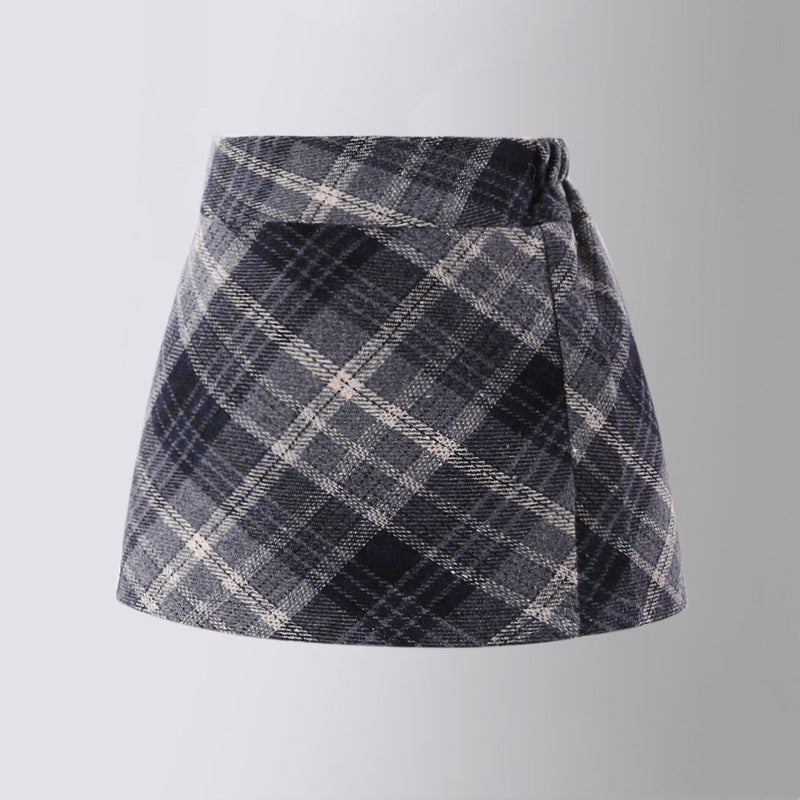 2025 Girls' Red Woolen Plaid Pencil Skirt Korean Style Children'S Fashionable Half Skirt Girls' High Waist Short Skirt - Image 4