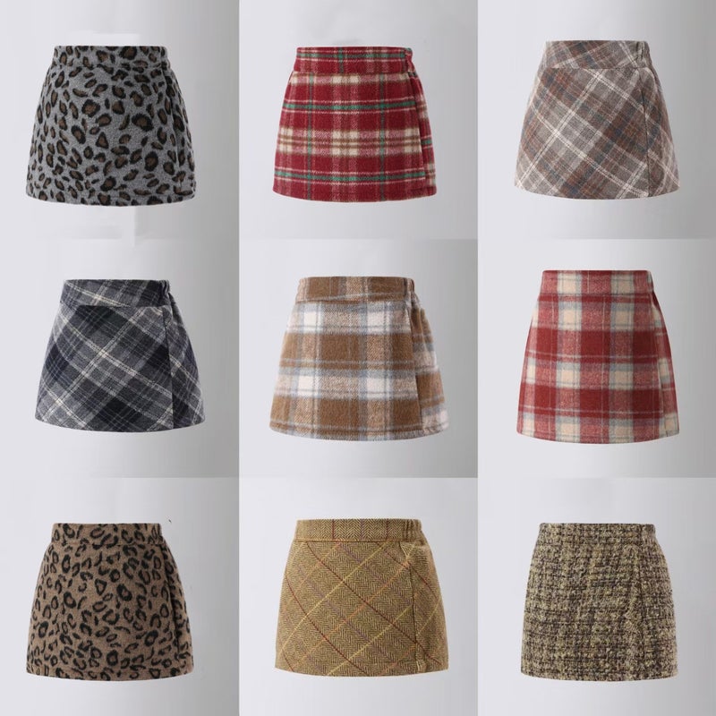 2025 Girls' Red Woolen Plaid Pencil Skirt Korean Style Children'S Fashionable Half Skirt Girls' High Waist Short Skirt - Image 2