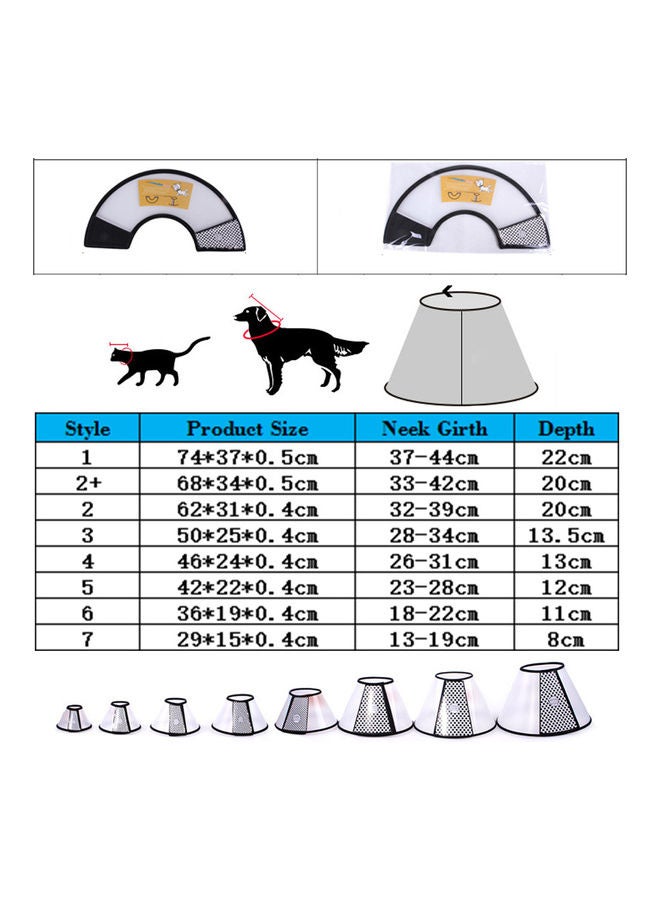 Deo King Adjustable Anti-Biting Wound Healing Cone Collar Cover White/Black 32-39cm - Image 3