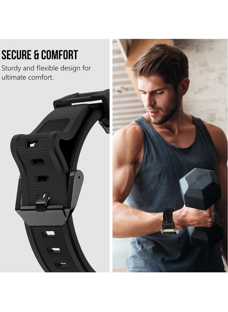 SYOSI - Band for Apple Watch Ultra, Durable Metal Connector Strap for Series 9/8/7/6/SE, 49mm/45mm/44mm/42mm, Rugged TPU Sport Replacement Strap for Apple Watch Ultra 2 - Image 1