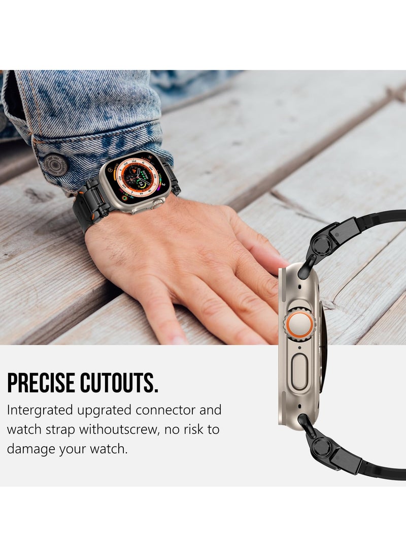 SYOSI - Band for Apple Watch Ultra, Durable Metal Connector Strap for Series 9/8/7/6/SE, 49mm/45mm/44mm/42mm, Rugged TPU Sport Replacement Strap for Apple Watch Ultra 2 - Image 1