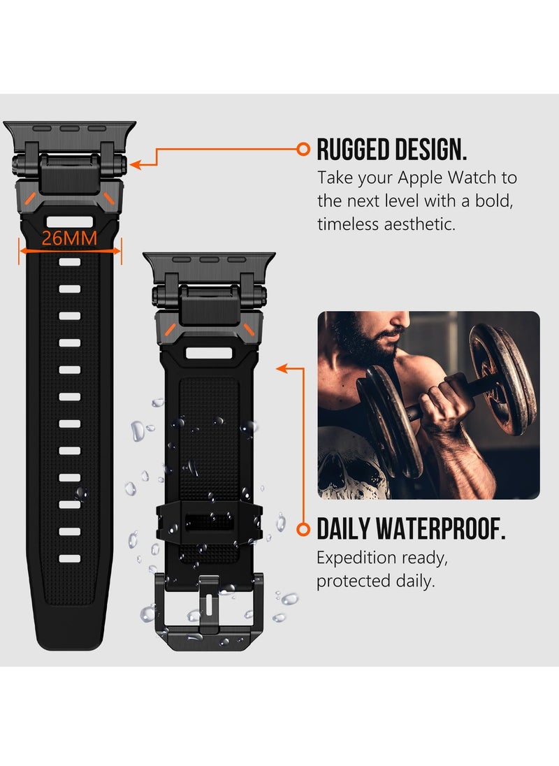 SYOSI - Band for Apple Watch Ultra, Durable Metal Connector Strap for Series 9/8/7/6/SE, 49mm/45mm/44mm/42mm, Rugged TPU Sport Replacement Strap for Apple Watch Ultra 2 - Image 1