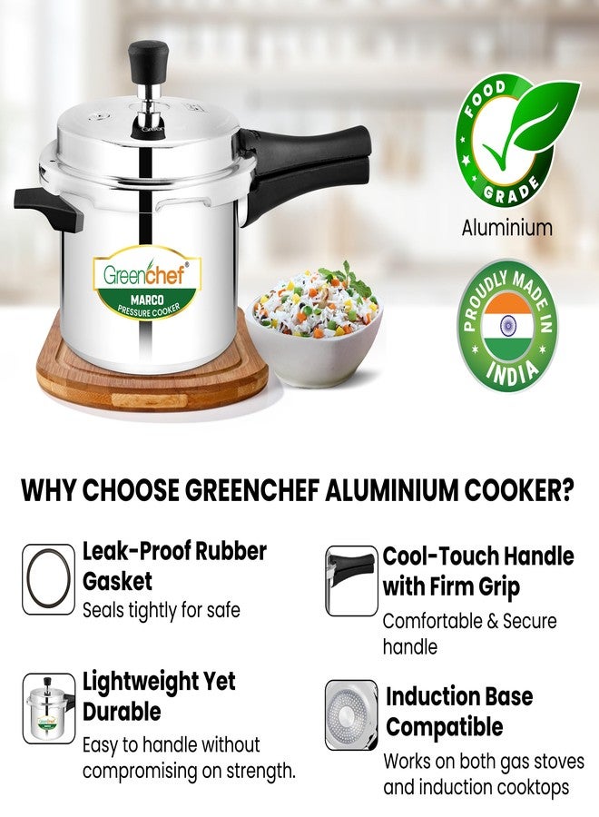 GREENCHEF Marco Aluminium Induction Base Pressure Cooker Outer Lid 5 Litres capacity, ISI Certified, Silver Colour - Image 4