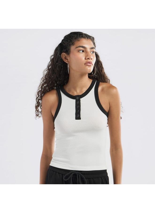 FAV Textured Tank Top with Crew Neck and Racerback  - Image 1