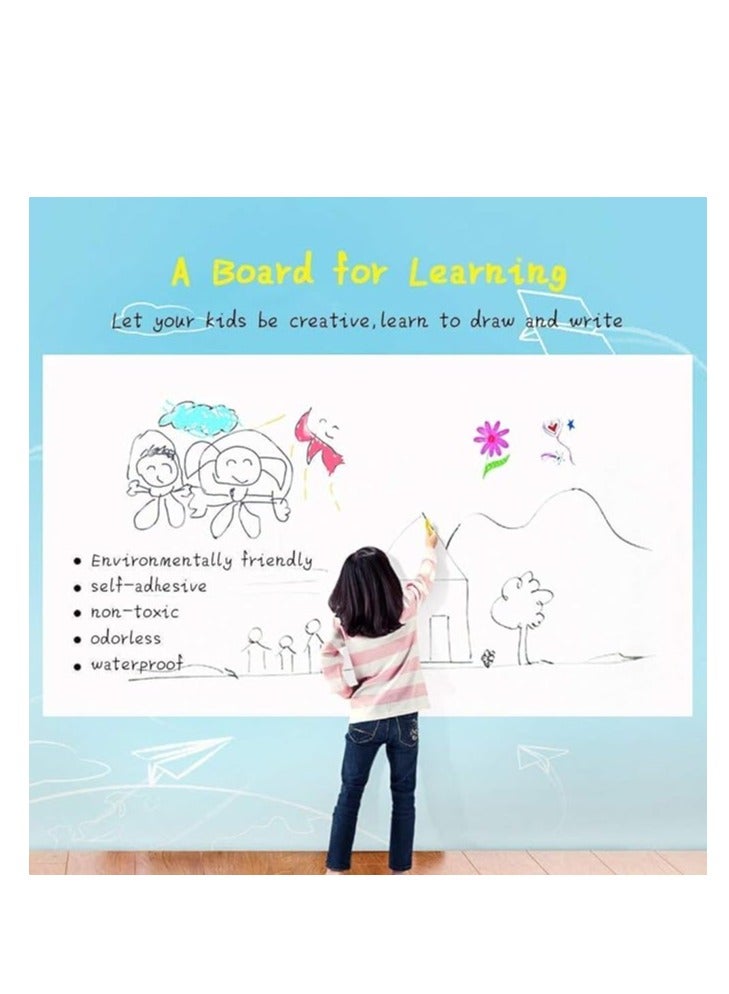 Terabyte White Board Wall Sticker Removable with 1 Sketch Pen for Home School Office College Kitchen Kids 45x200cm - Image 3