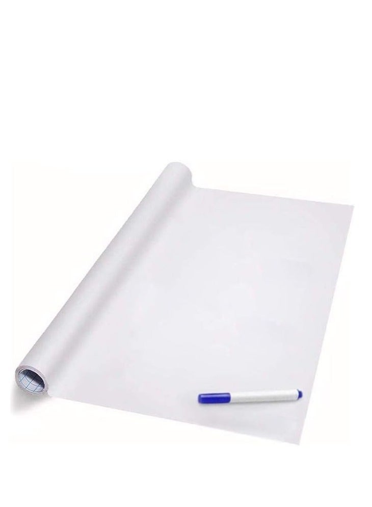 Terabyte White Board Wall Sticker Removable with 1 Sketch Pen for Home School Office College Kitchen Kids 45x200cm - Image 1