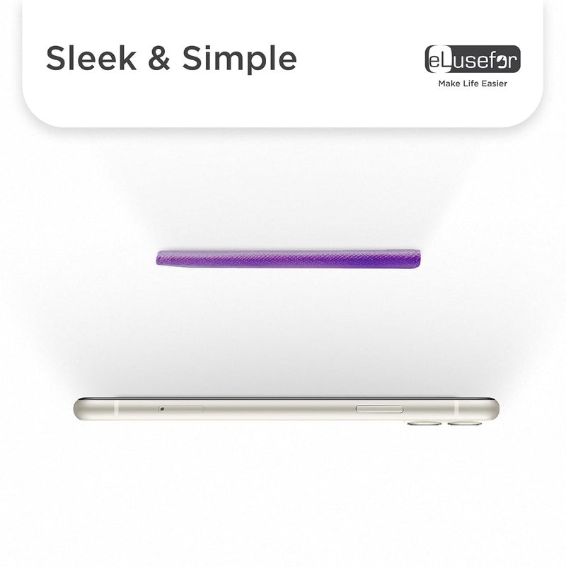 eLusefor Stick-On Phone Wallet for Back of iPhone or Android Case | 6 Sleeve Credit Card Holder - Pocket for Cards, Money & ID - Built-in Stand - Waterproof Material - Travel, Work & Life-Proof (Purple) - Image 5
