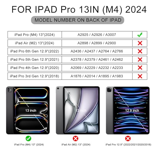 Soke Case for New iPad Pro 13 Inch (M5/M4, 2025/2024 Release), with Pencil Holder Trifold Stand Shockproof [Support Apple Pencil Charging + Auto Wake/Sleep], Soft TPU Back Cover, Book Black - Image 2