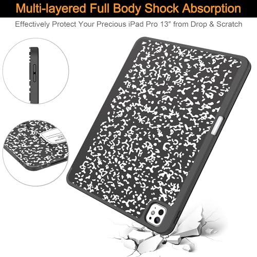 Soke Case for New iPad Pro 13 Inch (M5/M4, 2025/2024 Release), with Pencil Holder Trifold Stand Shockproof [Support Apple Pencil Charging + Auto Wake/Sleep], Soft TPU Back Cover, Book Black - Image 5