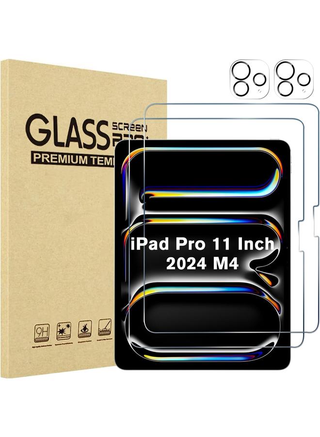 Procases 2 Pack Screen Protector For Ipad Pro 11 Inch M4 2024 With 2 Camera Lens Protectors Hd Clear Tempered Glass Film For Ipad Pro 11” 5Th Gen 2024 2Clear - Image 1