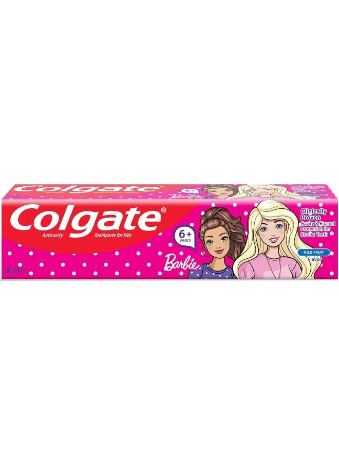 Colgate Barbie Kids Fluoride Toothpaste  6+ years 3x50ml  - Image 3