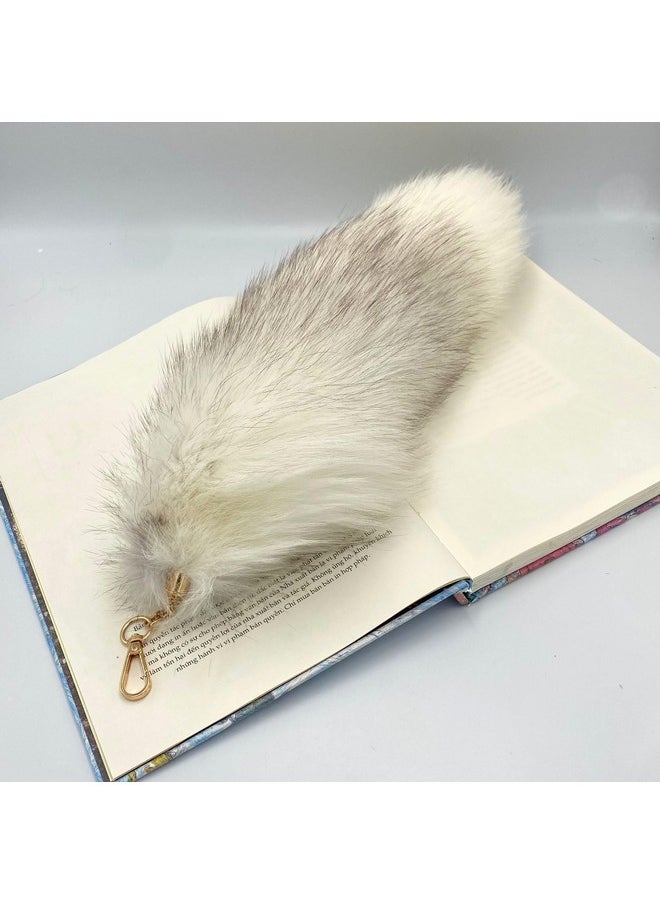 Marsrut Marsrut Deer Tail Keychain - Real Fur, Soft White and Black Key Ring - Gift for Deer/Fox/Wolf Cosplay, Fairy Costumes, Coat & Hat Accessories (1PCS, 40cm)  - Image 3
