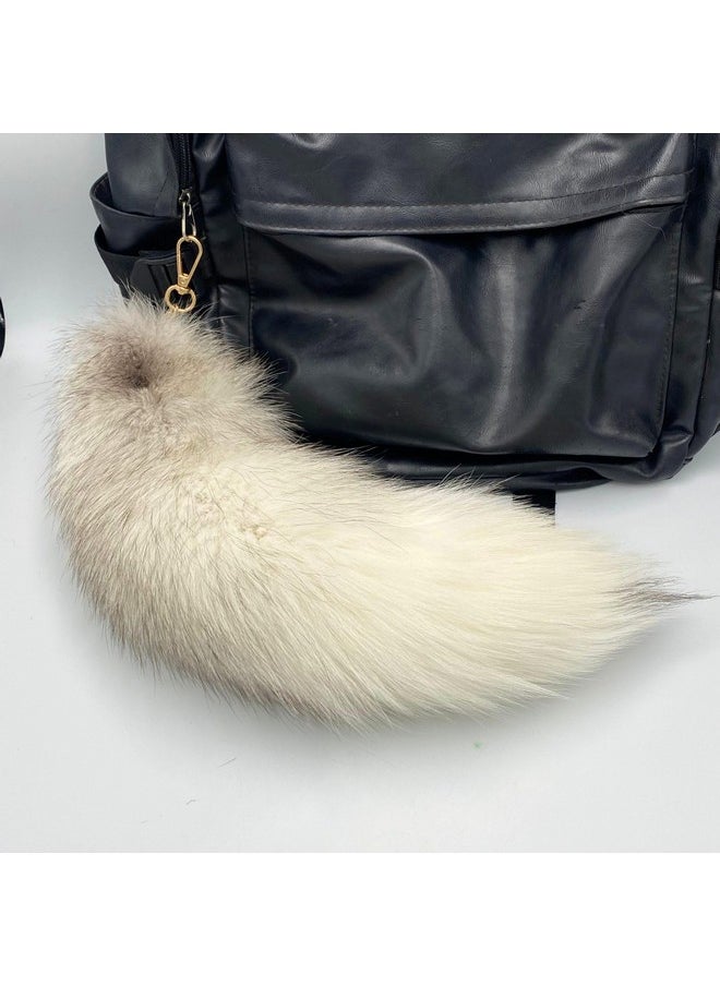 Marsrut Marsrut Deer Tail Keychain - Real Fur, Soft White and Black Key Ring - Gift for Deer/Fox/Wolf Cosplay, Fairy Costumes, Coat & Hat Accessories (1PCS, 40cm)  - Image 4