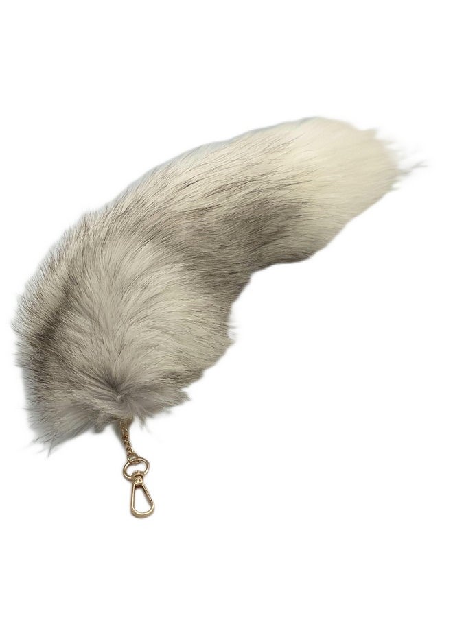 Marsrut Marsrut Deer Tail Keychain - Real Fur, Soft White and Black Key Ring - Gift for Deer/Fox/Wolf Cosplay, Fairy Costumes, Coat & Hat Accessories (1PCS, 40cm)  - Image 1