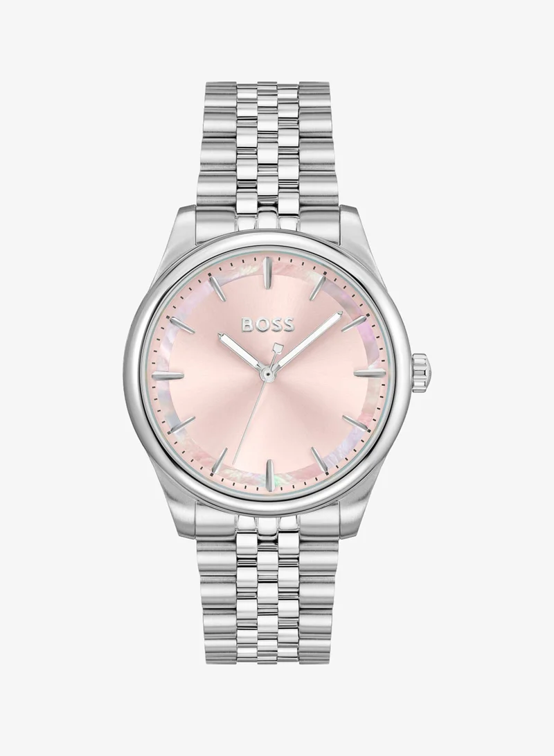 BOSS 3-Hand Graceful Collection Quartz Movement Watch For Women With Silver Stainless Steel Bracelet - 1502776