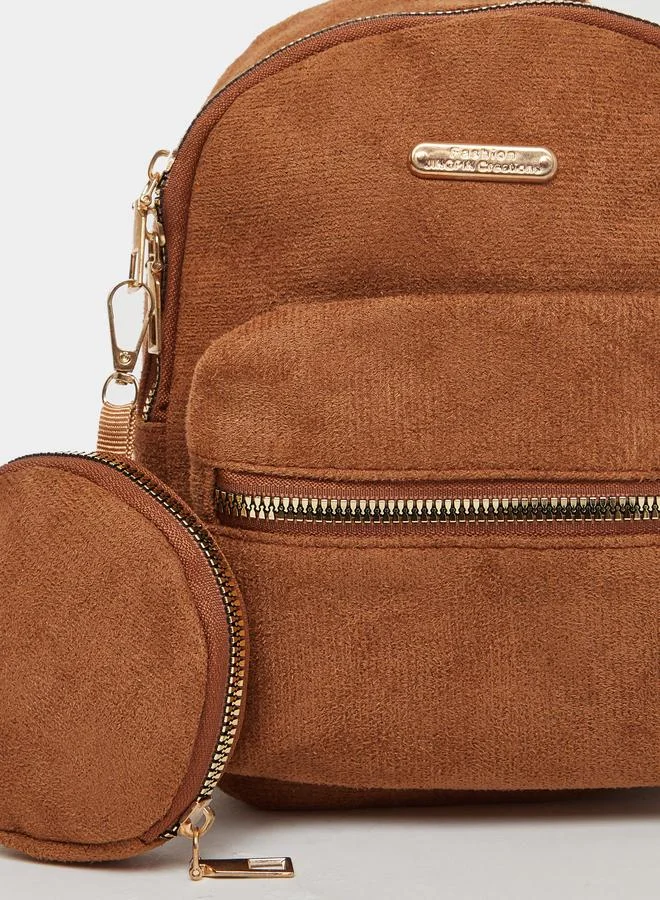 Styli  Metal Patch Detail Backpack with Coin Pouch for Women | Best Price UAE