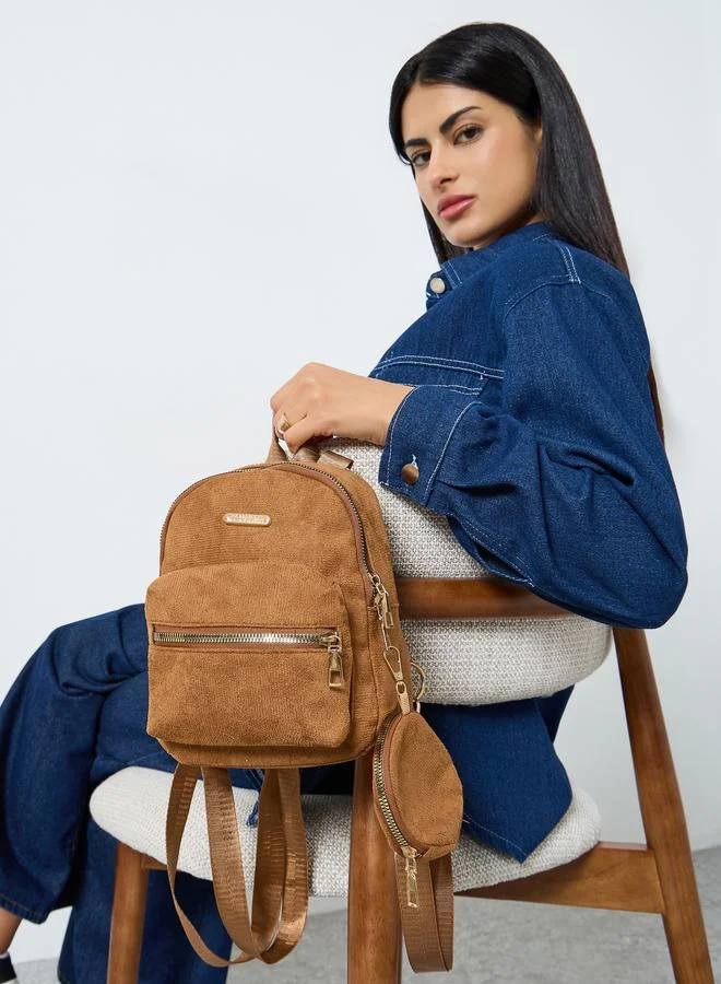Styli  Metal Patch Detail Backpack with Coin Pouch for Women | Best Price UAE