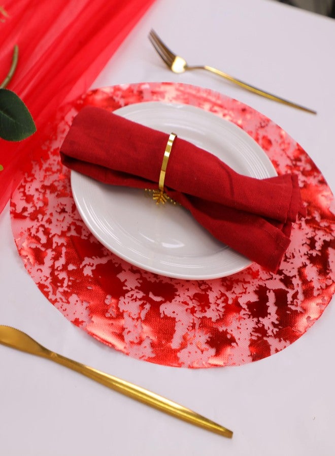 Snowkingdom 24 Pcs Red Placemats, 13 Inch Round Disposable Table Mats with Metallic Foil Mesh Glitter Design, Elegant Party Supplies for Valentine’s Day, Christmas, Wedding, Birthday Dinner Decor - Image 2