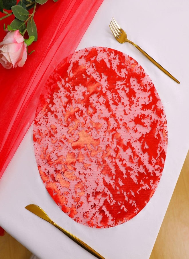 Snowkingdom 24 Pcs Red Placemats, 13 Inch Round Disposable Table Mats with Metallic Foil Mesh Glitter Design, Elegant Party Supplies for Valentine’s Day, Christmas, Wedding, Birthday Dinner Decor - Image 3