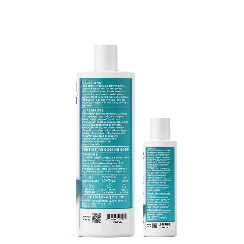 Essential Oxygen غسول فم عضوي معتمد من Essential Oxygen، غسول فم طبيعي بالكامل لتبييض الأسنان، وتنفس أكثر انتعاشًا، ولثة أكثر سعادة، رعاية فموية خالية من الكحول، نكهة شتوية، مجموعة من قطعتين، 16 أونصة - Image 3