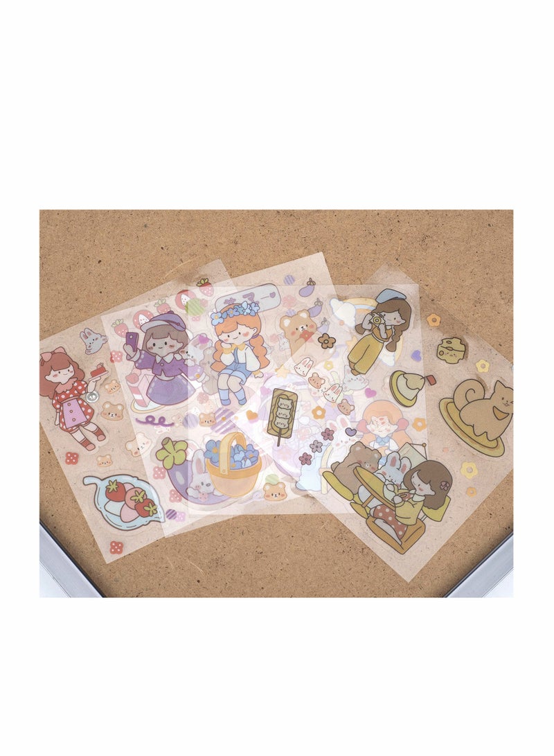 Excefore مجموعة ملصقات، 100 ورقة 600+ قطعة صغيرة لطيفة كرتونية للبنات، طقم ملصقات لتزيين دفاتر الملاحظات، اليوميات، الفنون الحرفية، دفاتر القصاصات، ملصق زجاجة الماء - Image 4