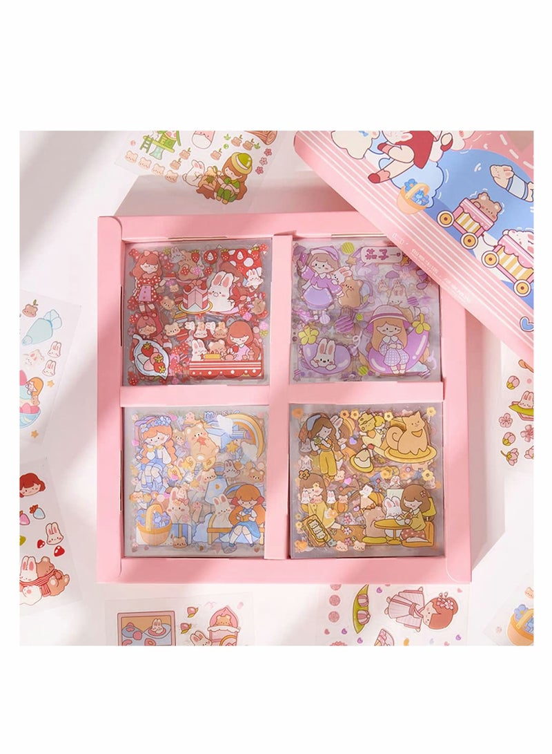 Excefore مجموعة ملصقات، 100 ورقة 600+ قطعة صغيرة لطيفة كرتونية للبنات، طقم ملصقات لتزيين دفاتر الملاحظات، اليوميات، الفنون الحرفية، دفاتر القصاصات، ملصق زجاجة الماء - Image 1